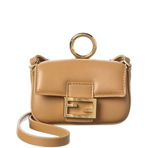 Fendi Baguette Leather Bag Charm, Beige
